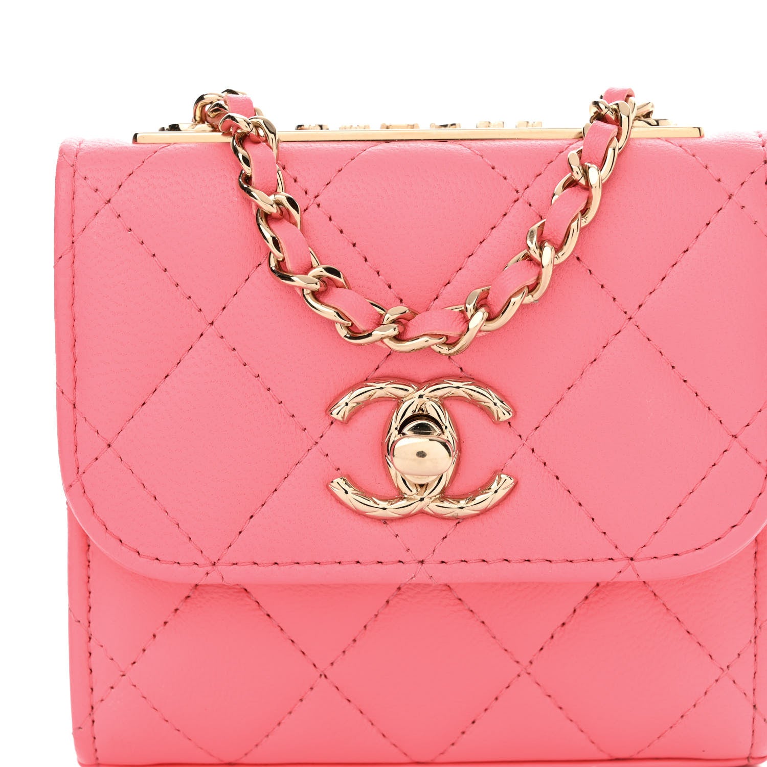 Chanel Lambskin Quilted Mini Trendy CC Clutch With Chain Coral Pink 9 of 11