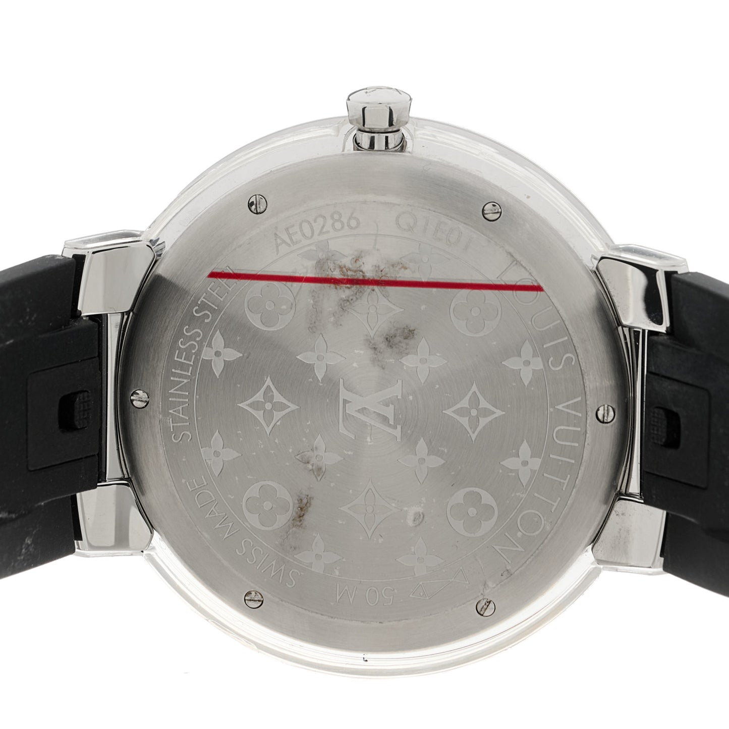 Stainless Steel Rubber Diamond 39mm Tambour Slim Quartz Watch