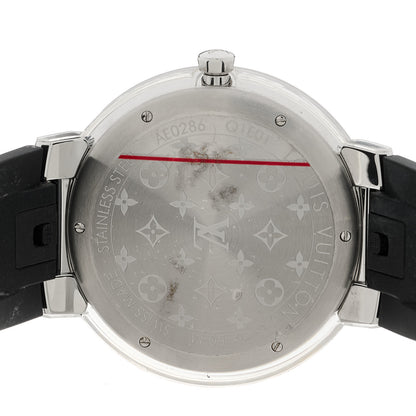 Louis Vuitton Stainless Steel Rubber Diamond 39mm Tambour Slim Quartz Watch 4 of 4