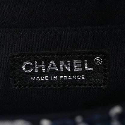 Chanel Denim Tweed Patchwork Jumbo Single Flap Blue 6 of 10