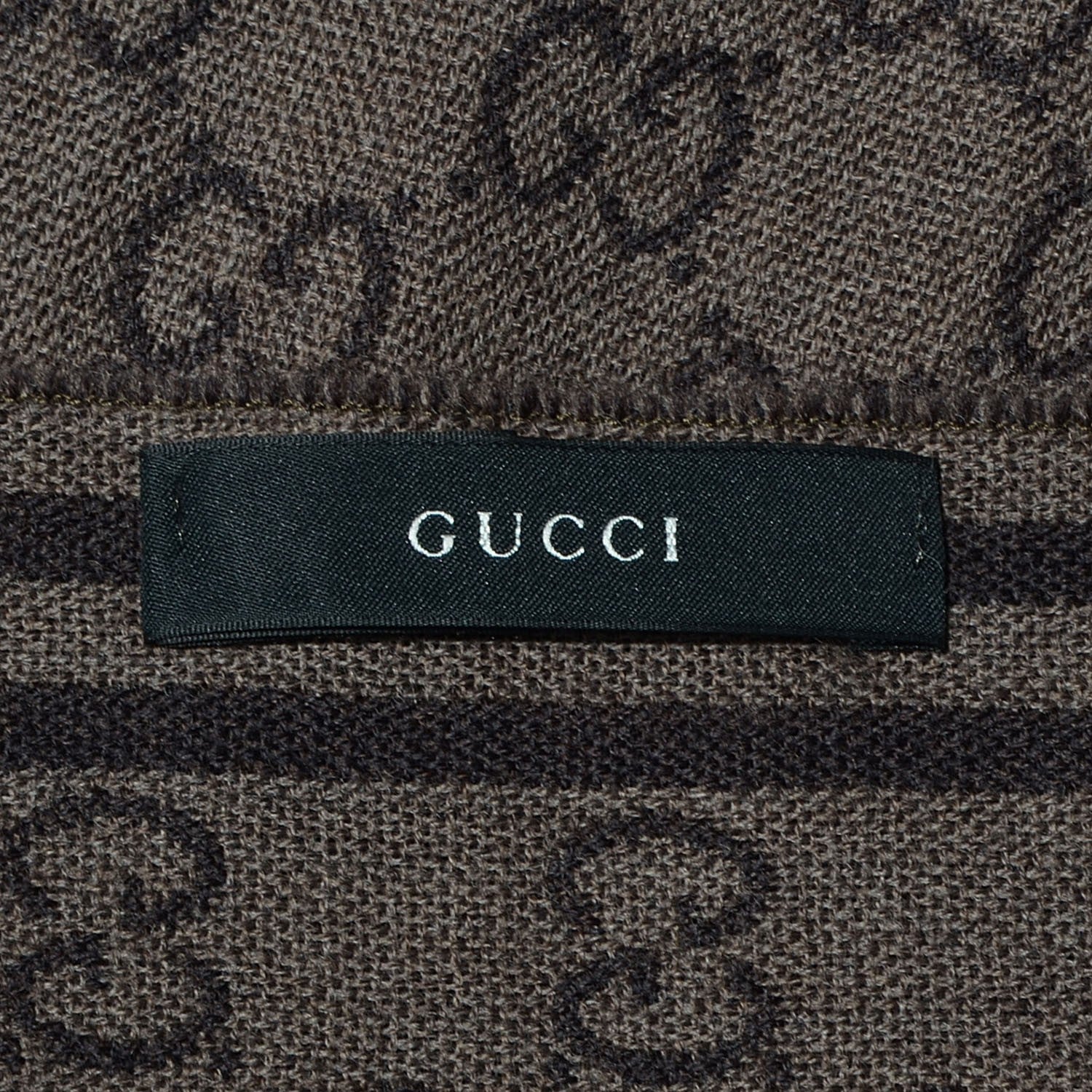 Gucci Monogram Wool Fringe Scarf Brown 5 of 7