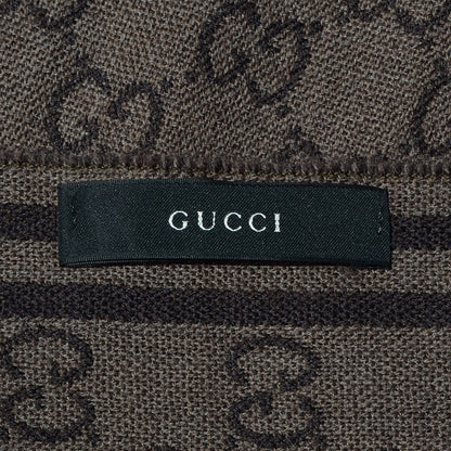 Gucci Monogram Wool Fringe Scarf Brown 5 of 7