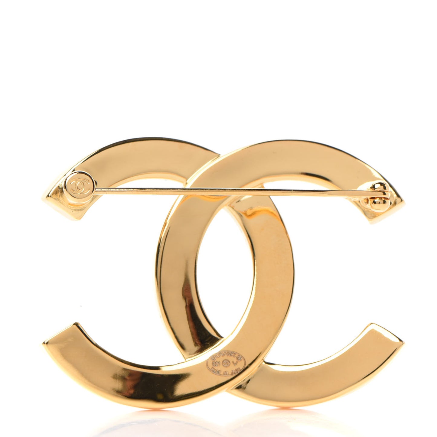 Metal Paris Button CC Large Brooch Gold