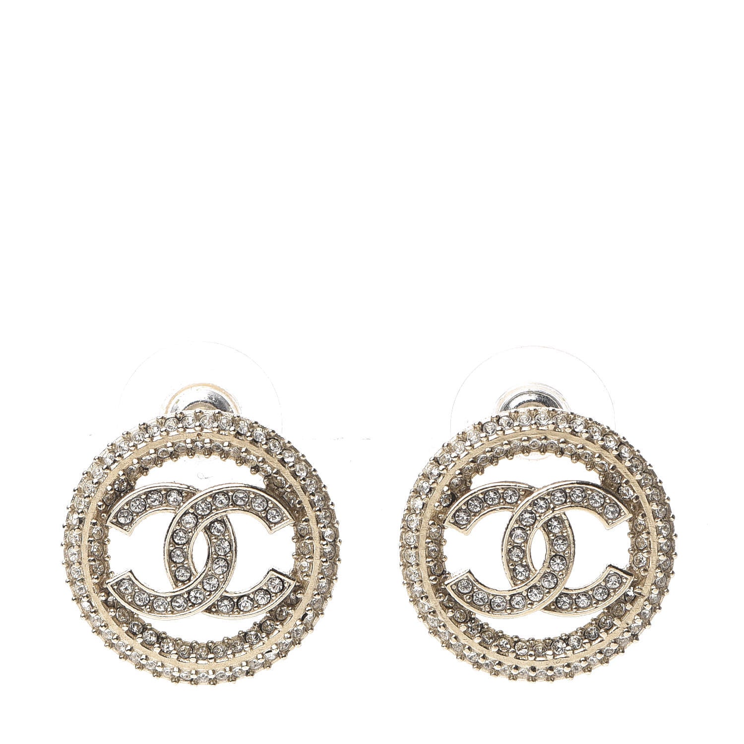 Chanel Crystal CC Vendome Round Earrings Gold 1 of 5