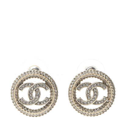 Chanel Crystal CC Vendome Round Earrings Gold 1 of 5