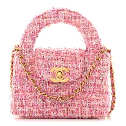 Chanel Tweed Quilted Mini Nano Kelly Shopper Pink 1 of 10
