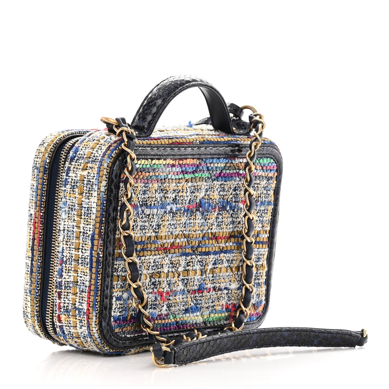 Chanel Tweed Snakeskin Quilted Medium CC Filigree Vanity Case Multicolor 3 of 13