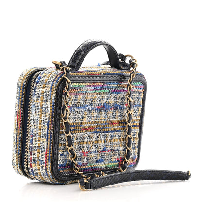 Chanel Tweed Snakeskin Quilted Medium CC Filigree Vanity Case Multicolor 3 of 13