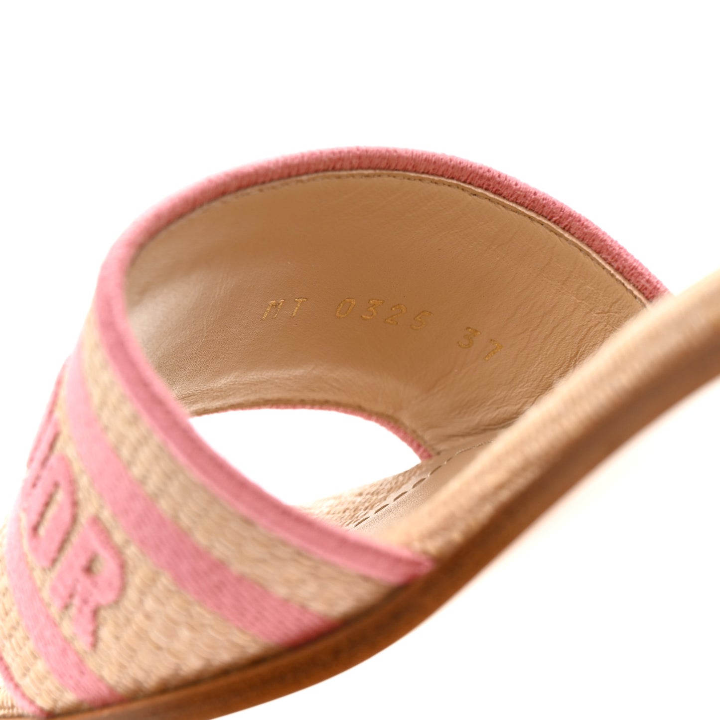 Straw Embroidered Dway 40mm Slide Sandals 37 Rose Begonia