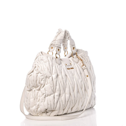 Miu Miu Nappa Matelasse Shopping Tote Bianco 4 of 10