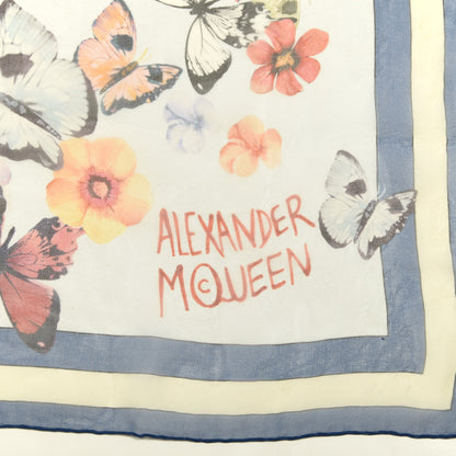 Alexander McQueen Silk Chiffon Butterfly And Lion Scarf Blue 3 of 3