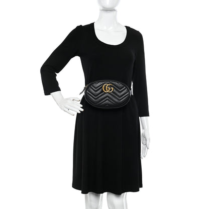 Gucci Calfskin Matelasse GG Marmont Belt Bag 95 38 Black 2 of 13