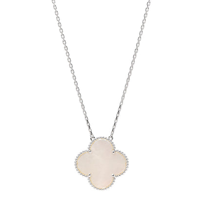 Van Cleef & Arpels 18K White Gold Mother of Pearl Magic Alhambra Pendant Necklace 1 of 9