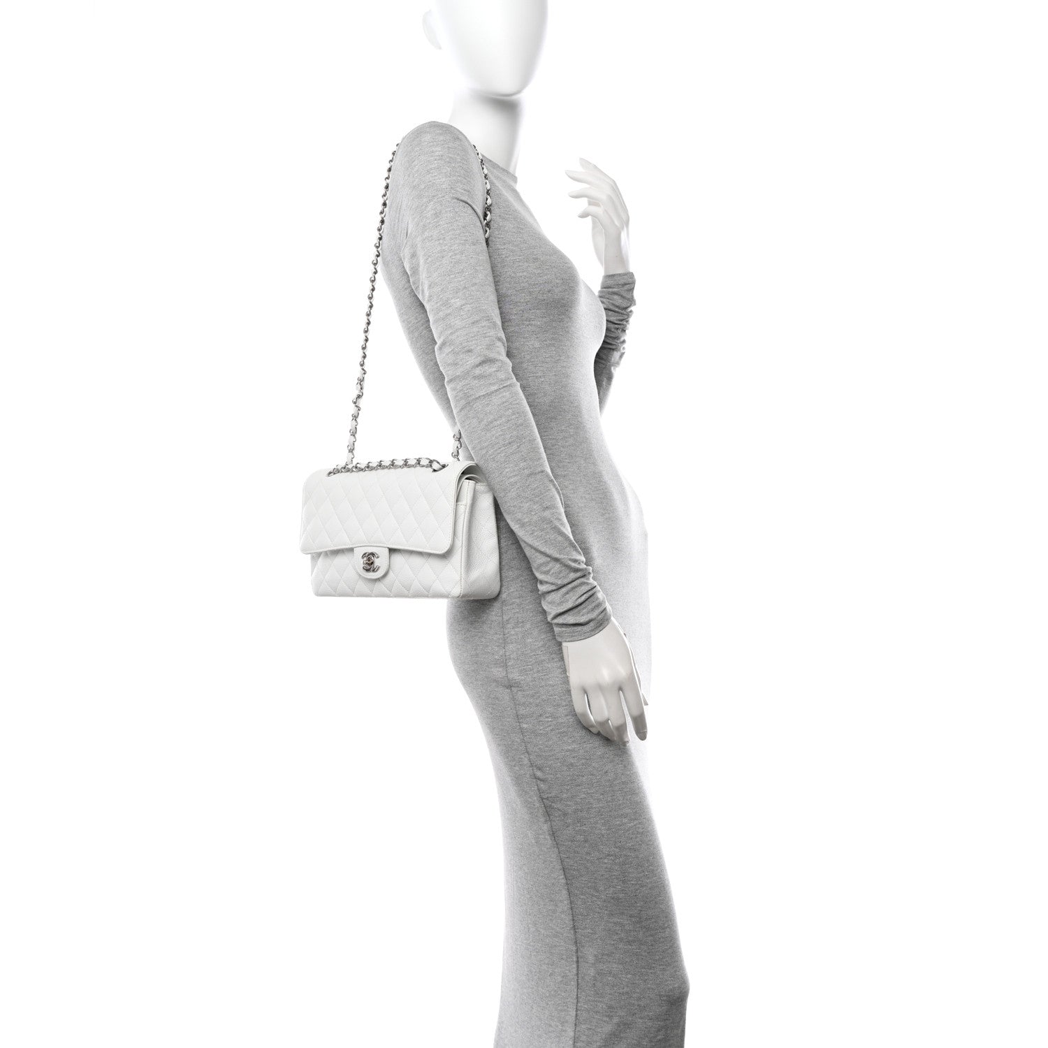 Chanel Caviar Quilted Medium Double Flap White 2 of 15
