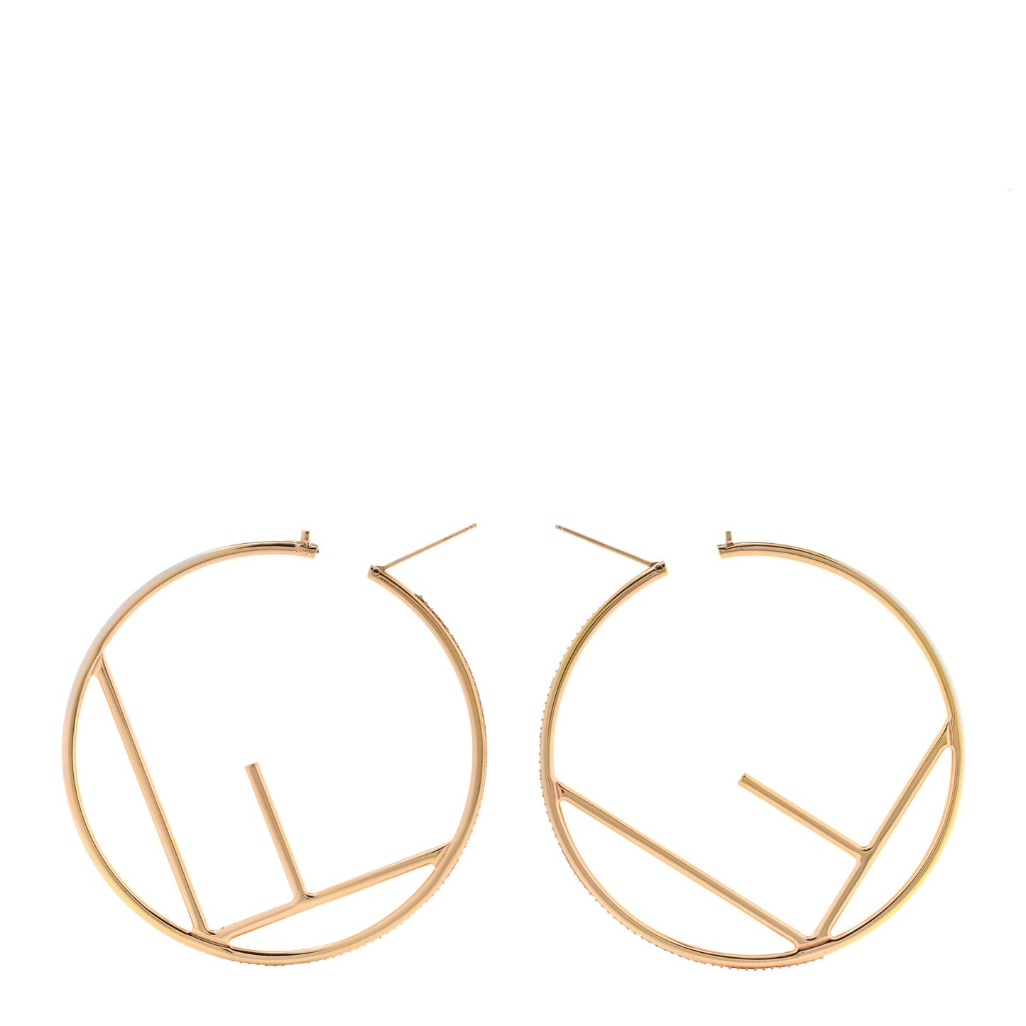 Metal Enamel Large F is Fendi Hoop Earrings Yellow Gold