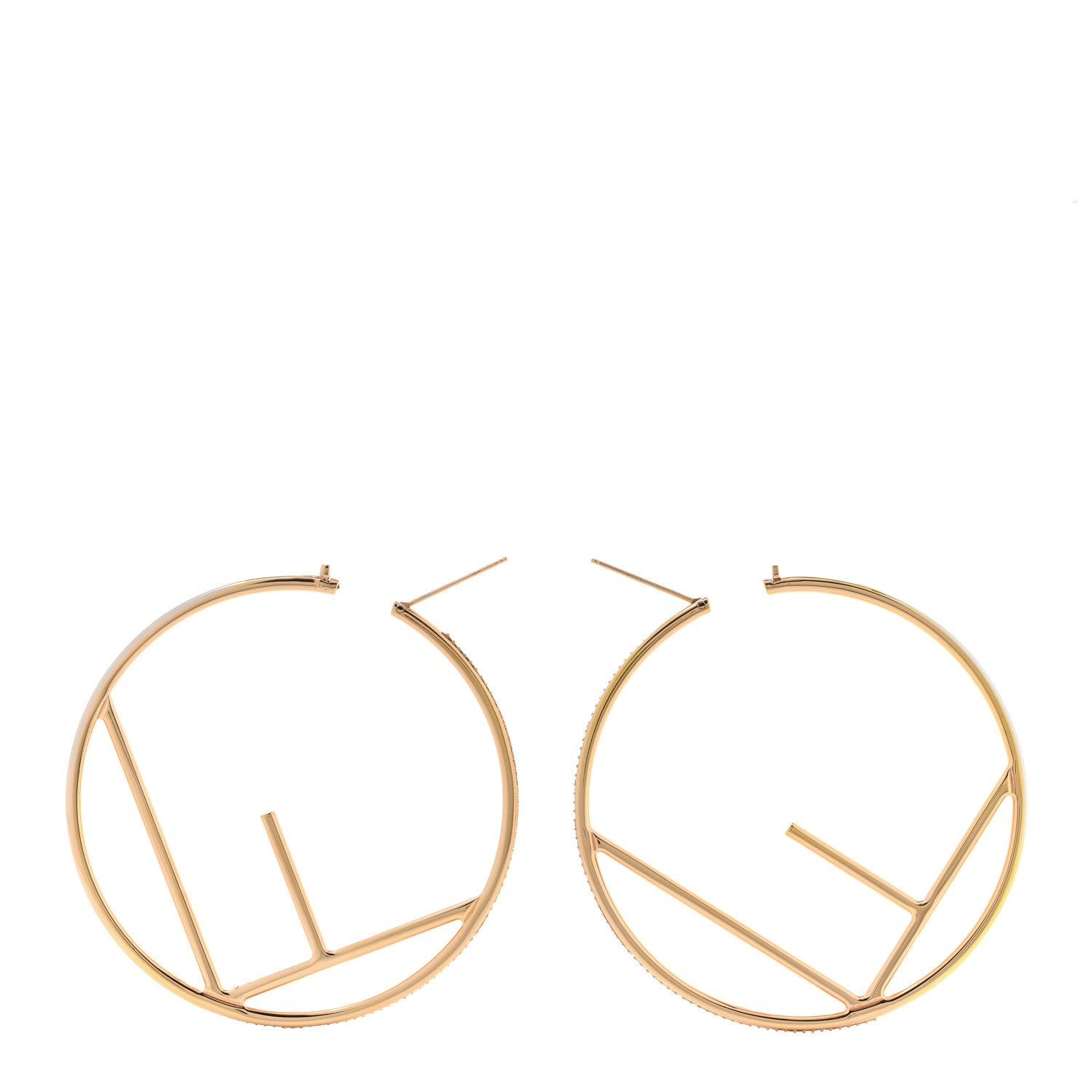 Fendi Metal Enamel Large F is Fendi Hoop Earrings Yellow Gold 3 of 6