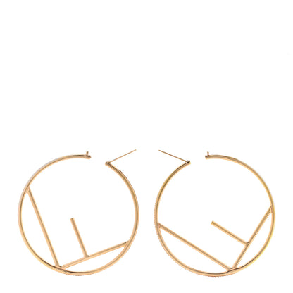 Fendi Metal Enamel Large F is Fendi Hoop Earrings Yellow Gold 3 of 6