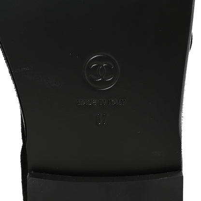 Chanel Suede Cap Toe CC Mary Jane Flats 37 Black 7 of 10