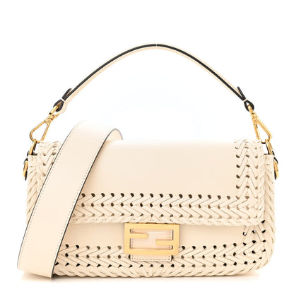 Fendi Vitello King Ceylon Woven Baguette White Ice 1 of 9