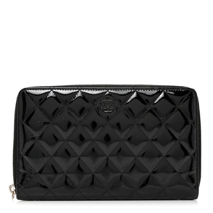 Chanel Patent Quilted Large Zip Around Organizer Wallet So Black 1 of 8