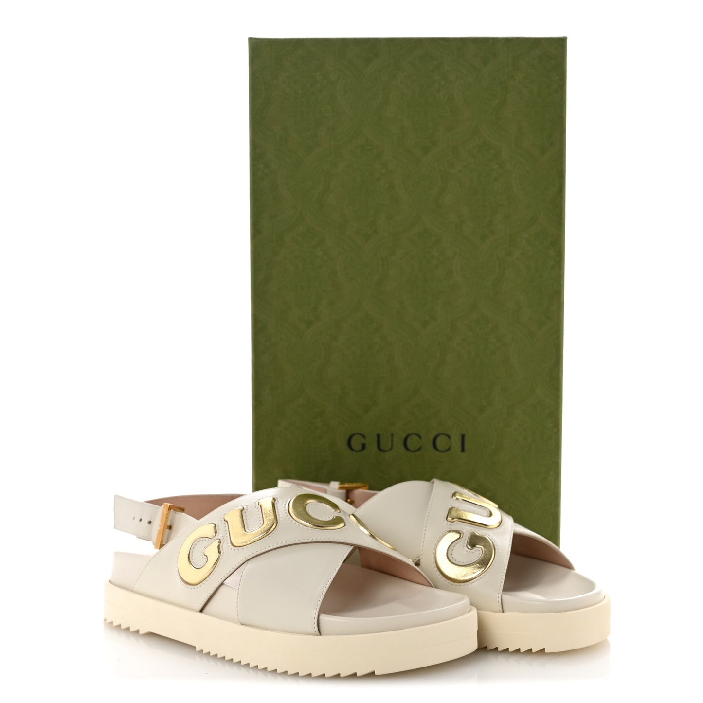 Calfskin Elizabeth Nappa Charlotte Logo Slingback Sandals 35 Mystic White Platino