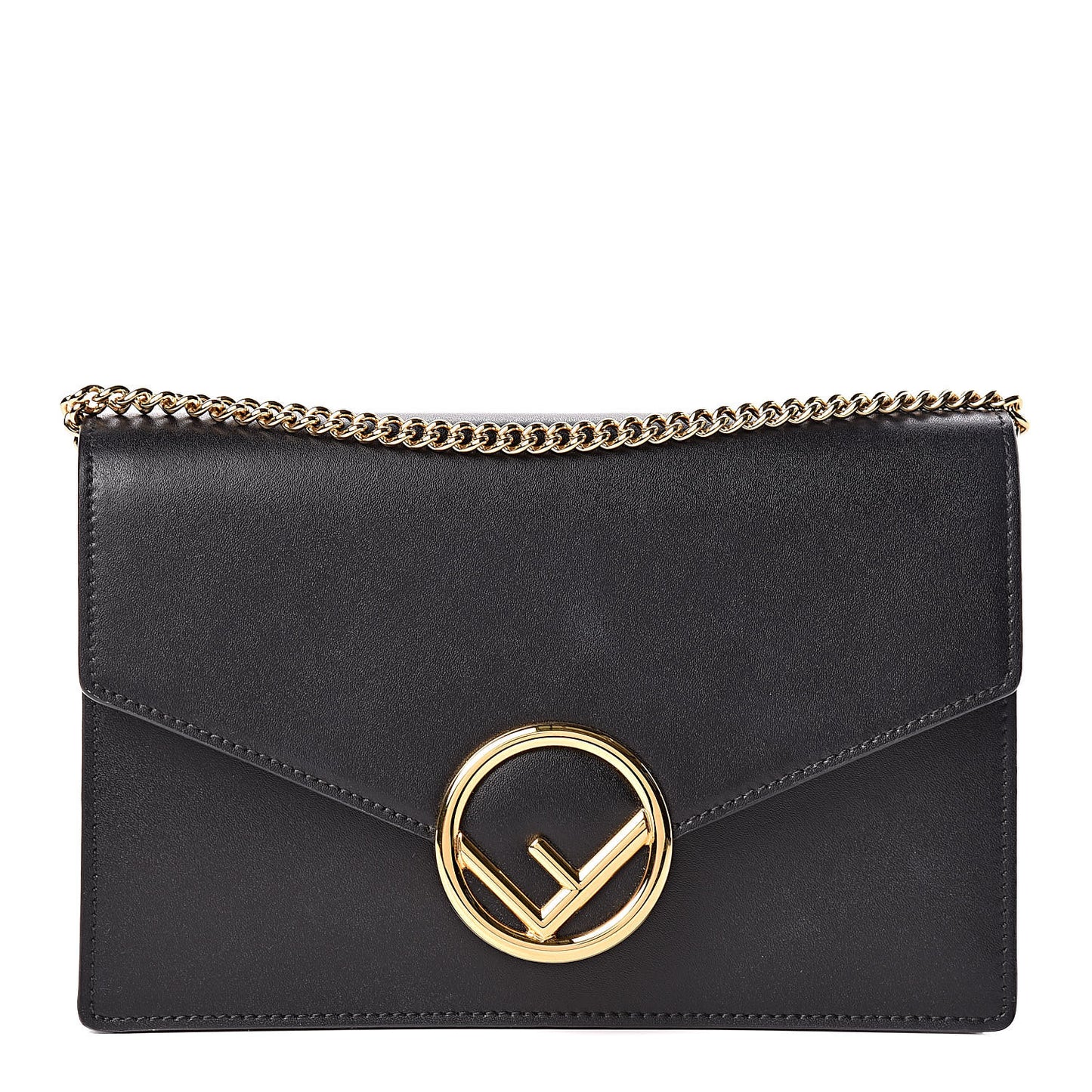 Vitello Liberty Lucido F is Fendi Medium Envelope Wallet on Chain Black