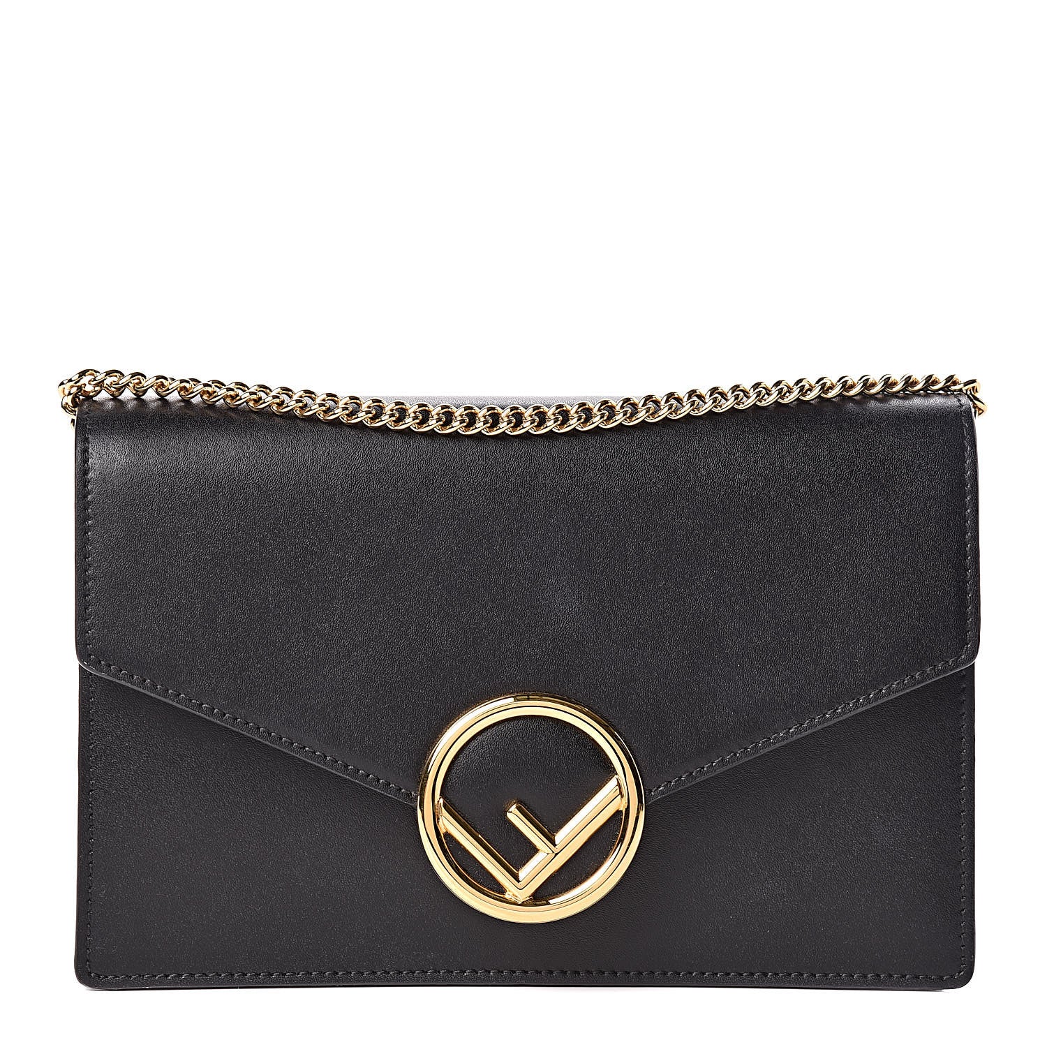 Fendi Vitello Liberty Lucido F is Fendi Medium Envelope Wallet on Chain Black 1 of 14