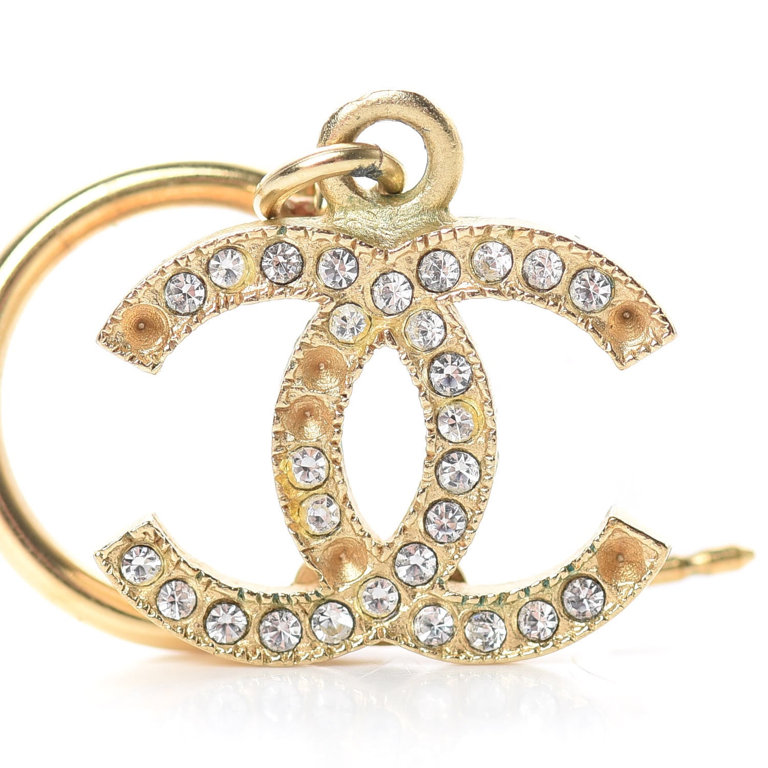 Chanel Crystal CC Drop Earrings Gold 6 of 7