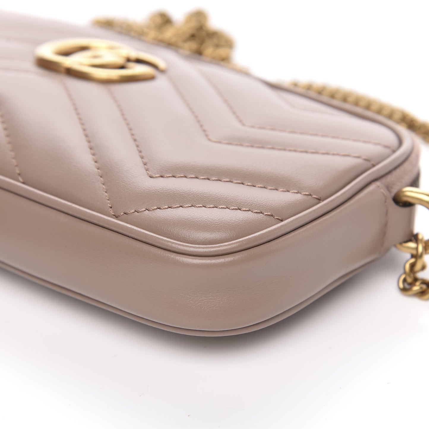 Calfskin Matelasse Mini GG Marmont Chain Crossbody Bag Porcelain Rose
