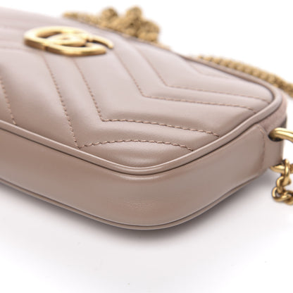 Gucci Calfskin Matelasse Mini GG Marmont Chain Crossbody Bag Porcelain Rose 10 of 10