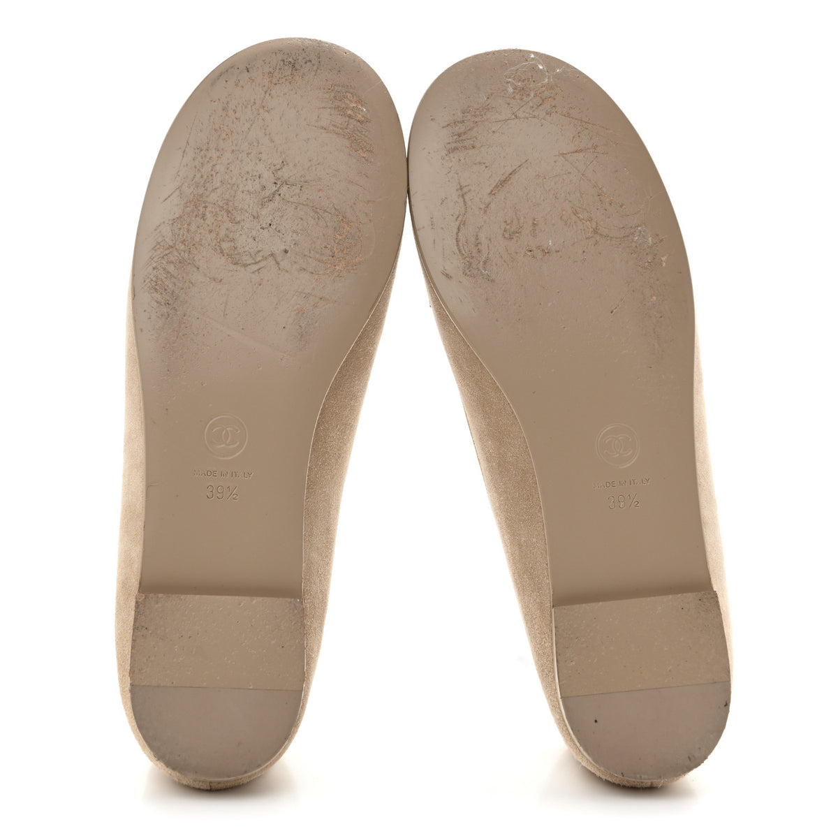 Chanel Suede Crystal CC Mocassin Loafers 39.5 Beige 6 of 14