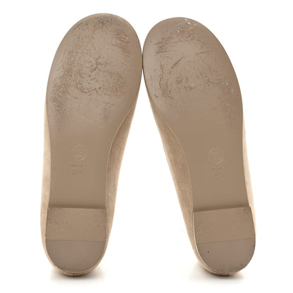 Chanel Suede Crystal CC Mocassin Loafers 39.5 Beige 6 of 14