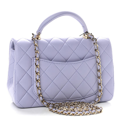Chanel Lambskin Quilted Mini Top Handle Rectangular Flap Light Purple 3 of 10