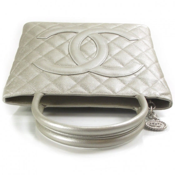 Caviar Medallion CC Tote Gold Silver