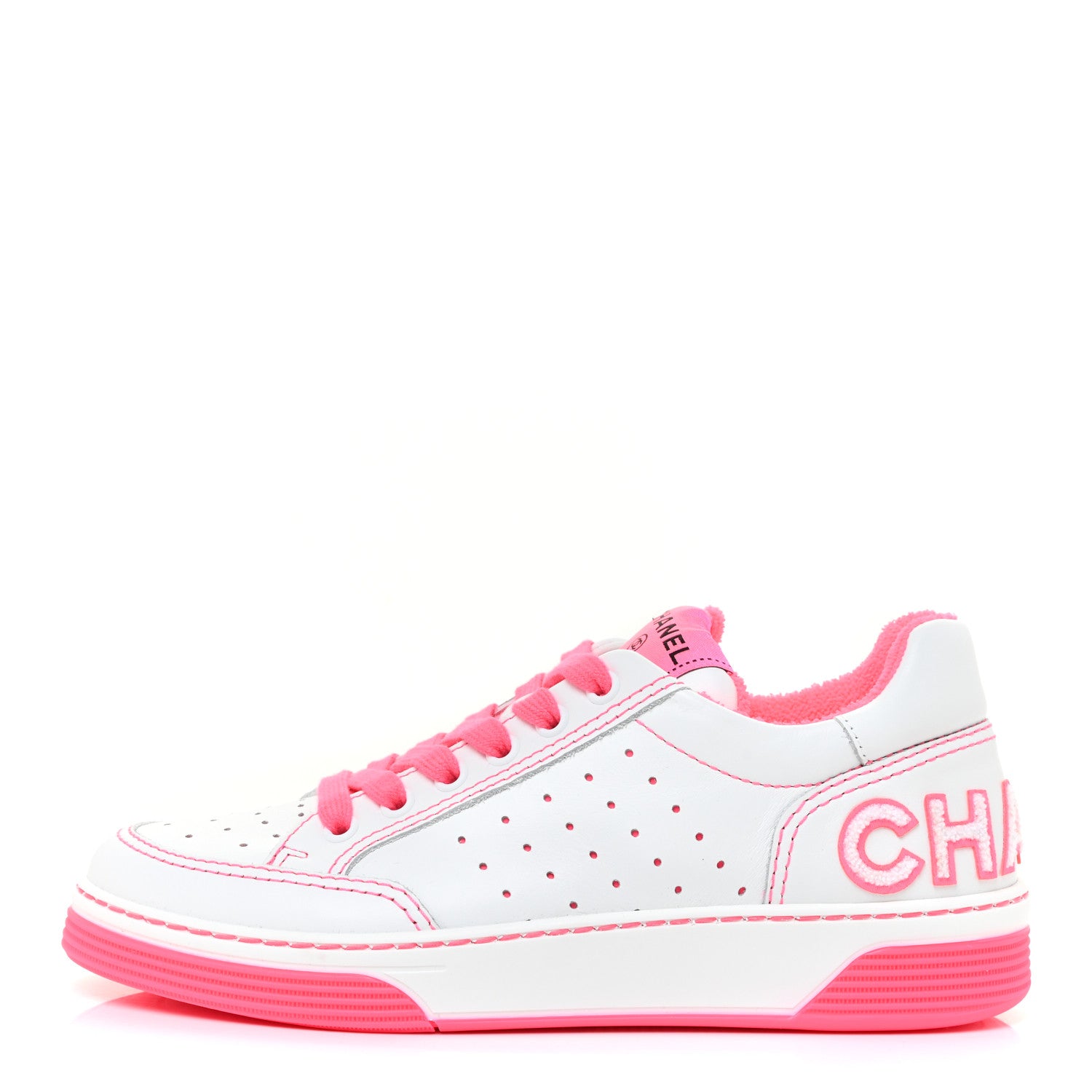 Chanel Calfskin Womens Logo Sneakers 36 Fuchsia White 1 of 9