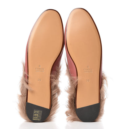 Gucci Calfskin Fur Womens Princetown Slippers 39 Lipstick Rose Natural 5 of 9