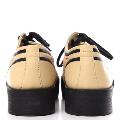 Chanel Straw Calfskin Lace Up Sneakers 41 Beige Black 6 of 11