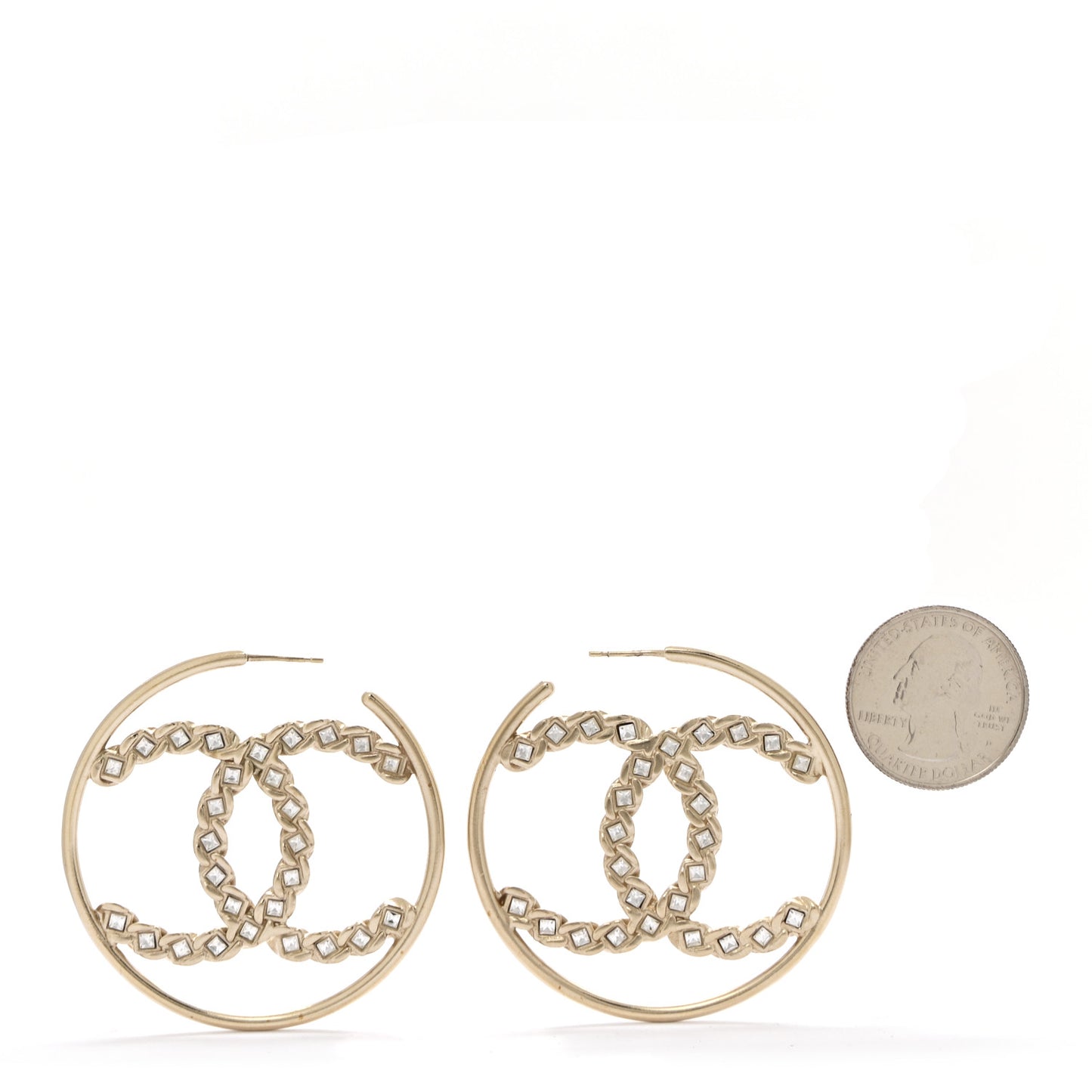 Crystal High Society CC Hoop Earrings Gold