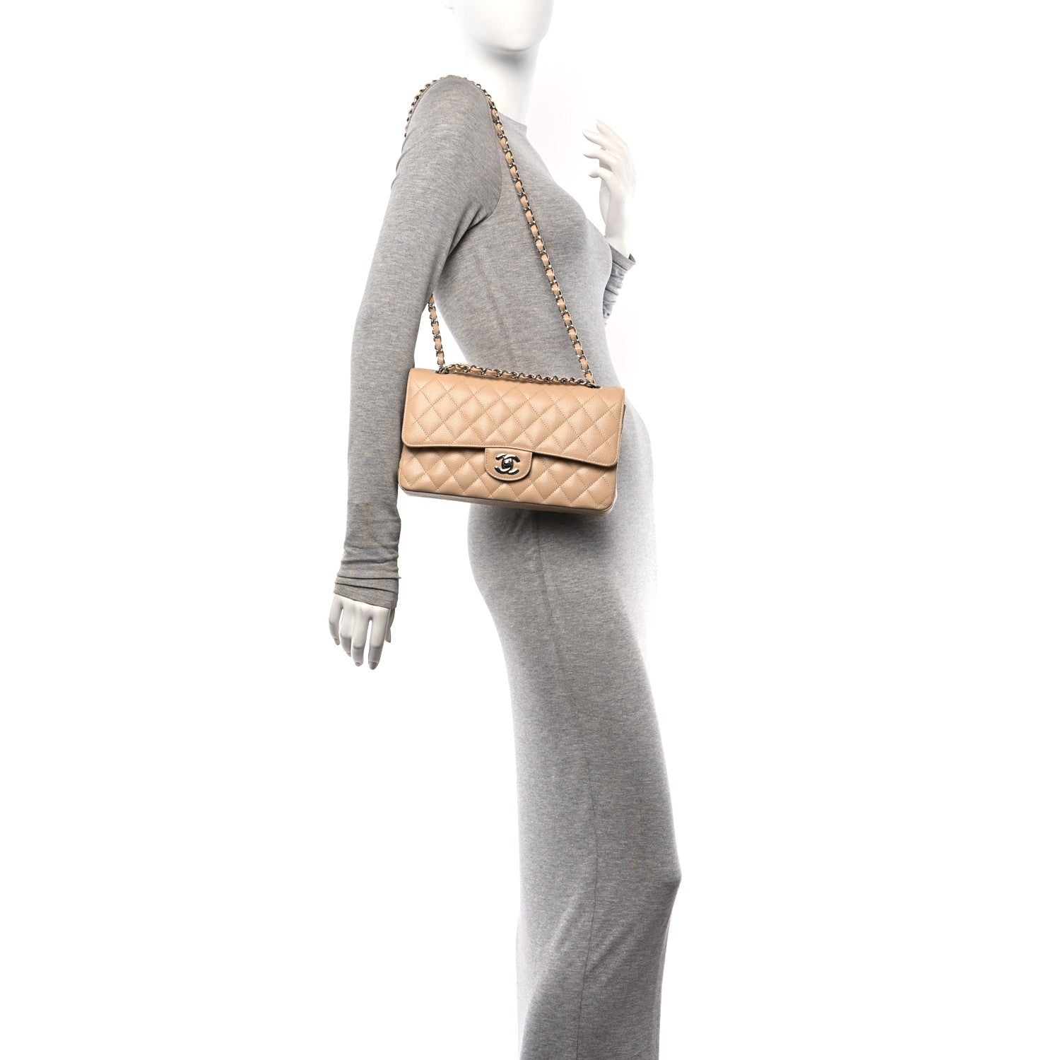 Chanel Lambskin Quilted Medium Double Flap Beige 2 of 10