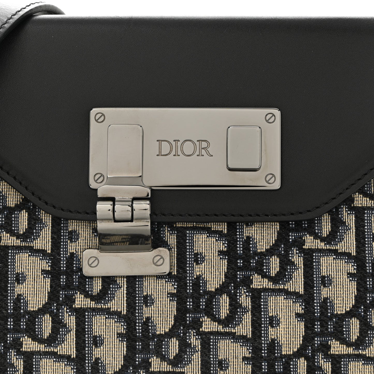 Oblique Smooth Calfskin Messenger Beige Black