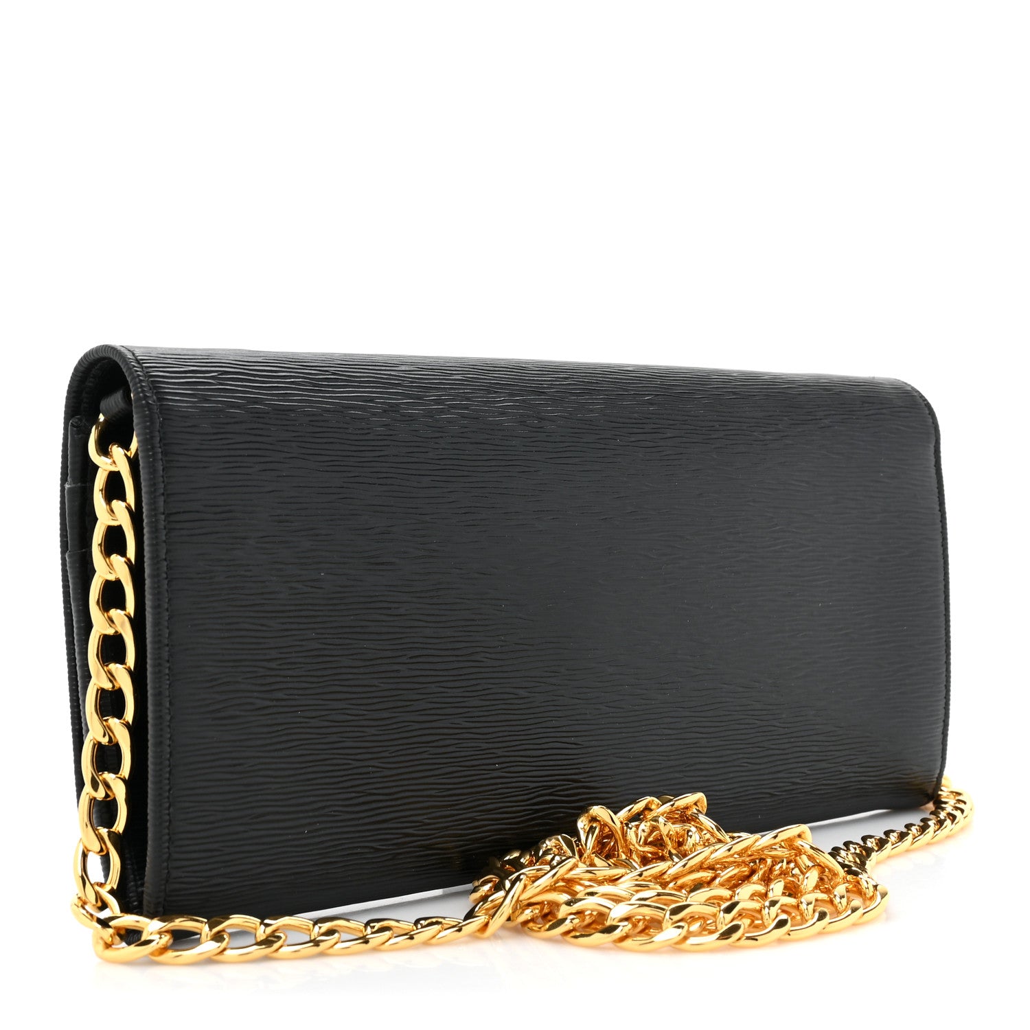 Prada Vitello Move Metal Oro Chain Wallet Black 3 of 11