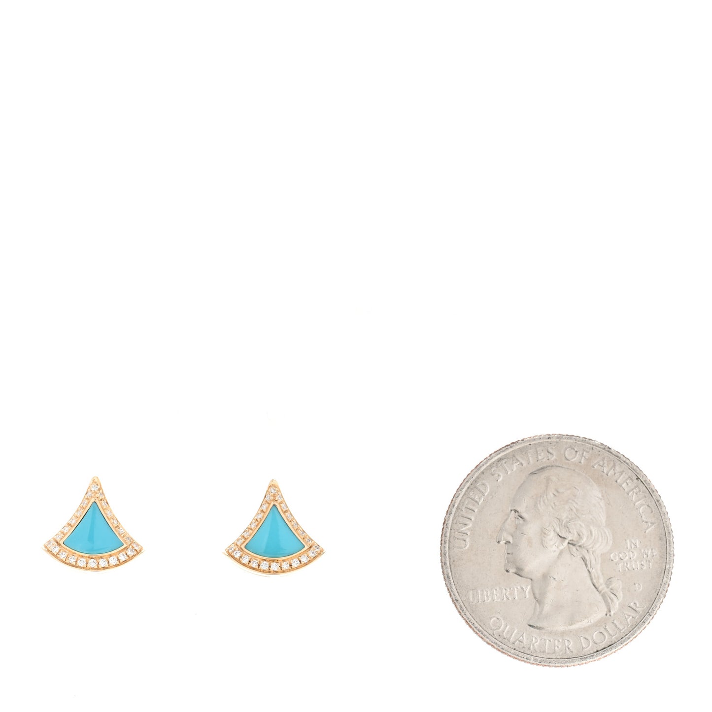 18K Yellow Gold Diamond Turquoise Divas' Dream Pave Stud Earrings