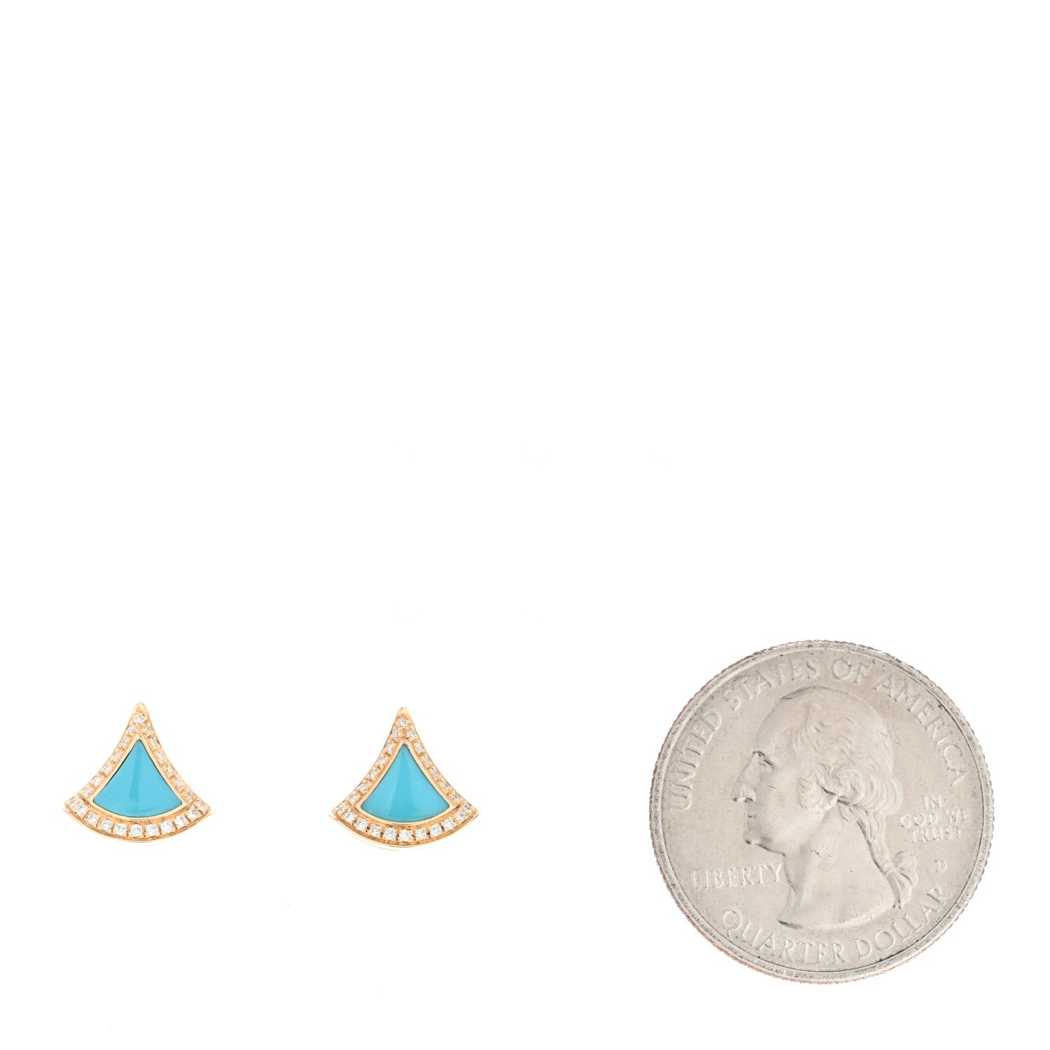 Bulgari 18K Yellow Gold Diamond Turquoise Divas' Dream Pave Stud Earrings 2 of 5