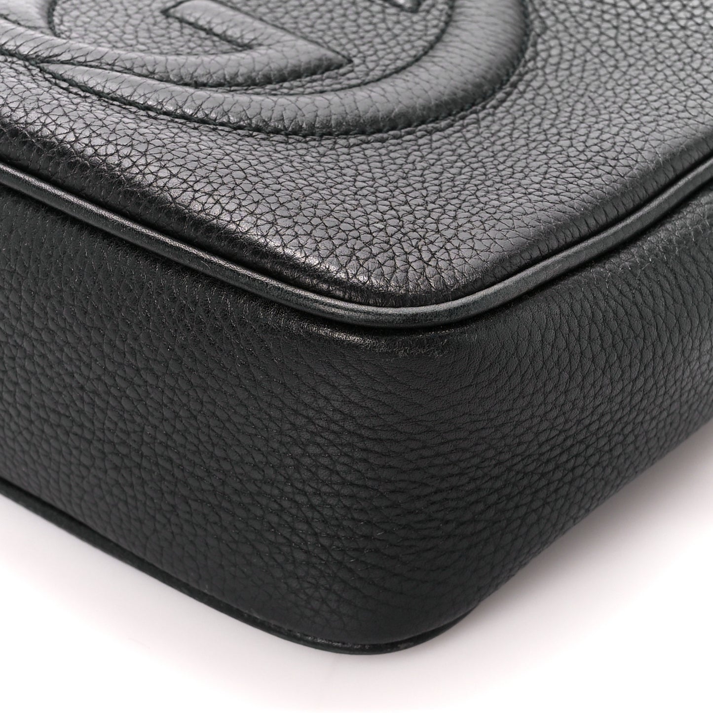 Pebbled Calfskin Small Soho Disco Bag Black