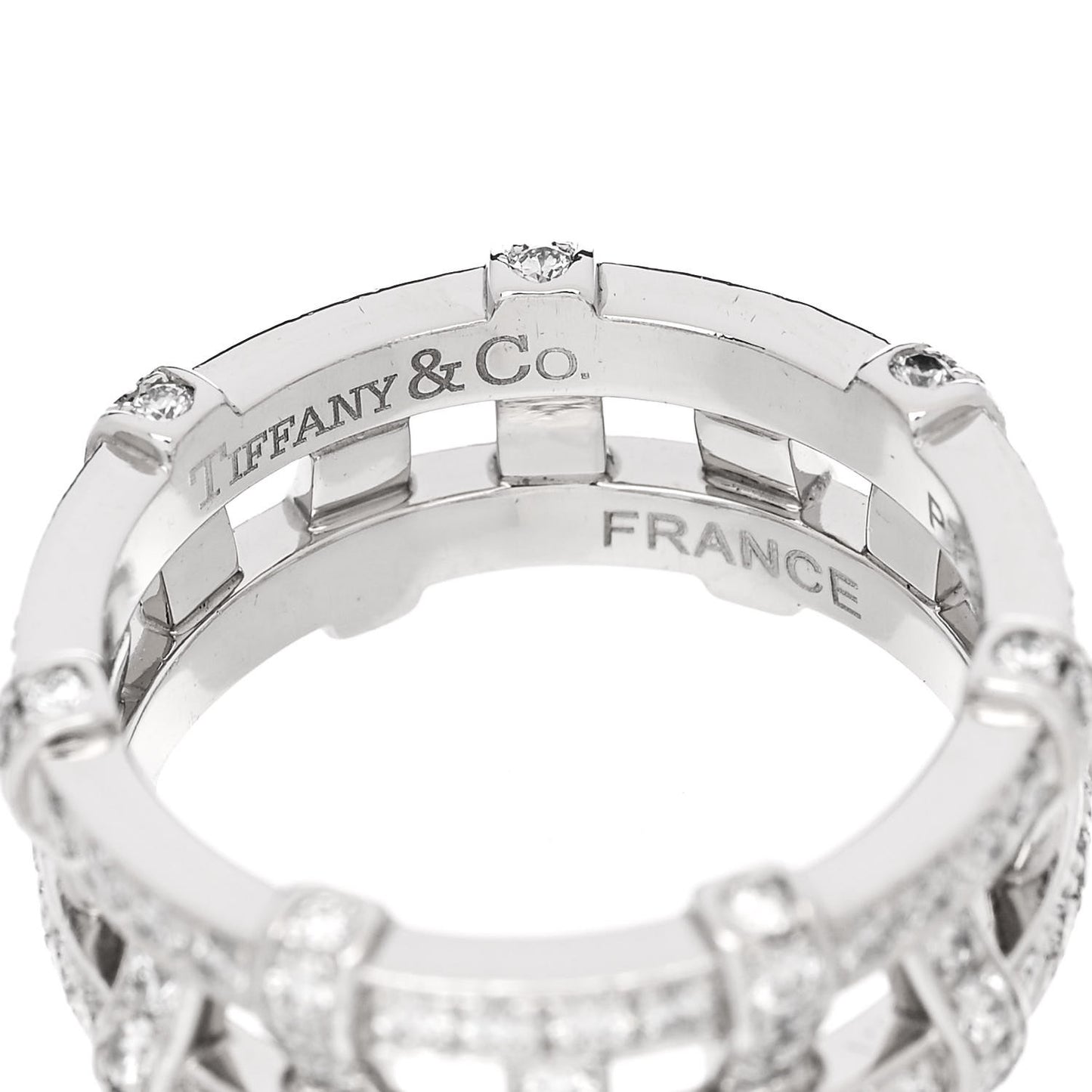 Platinum Diamond Weave Band Ring 54 7