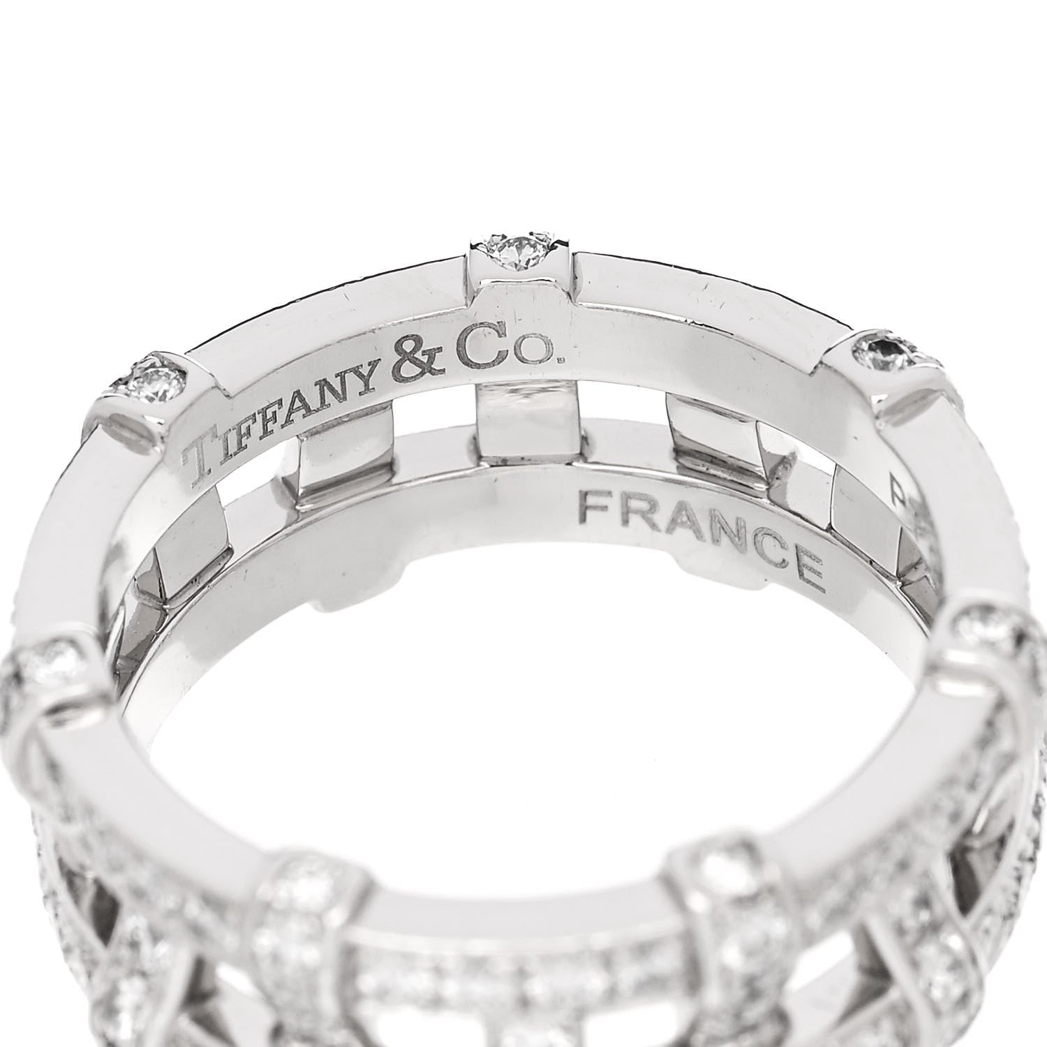 Tiffany Platinum Diamond Weave Band Ring 54 7 4 of 6