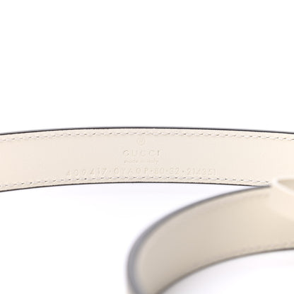 Gucci Plutone Calfskin Palladium Double G 20mm Belt 80 32 Mystic White 3 of 5