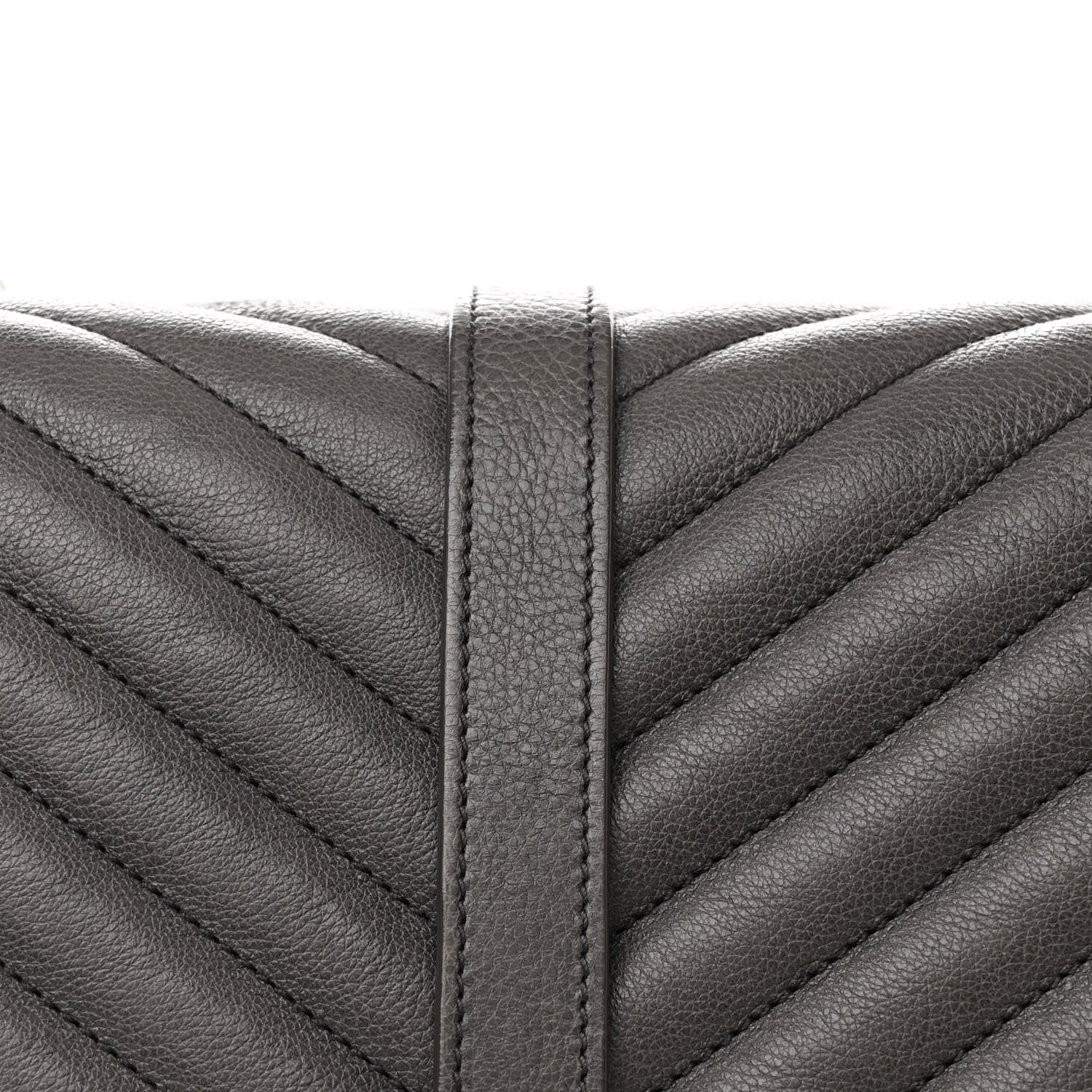 Saint Laurent Sheepskin Matelasse Chevron Monogram Large College Satchel Light Coal 9 of 12