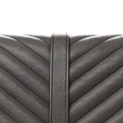 Saint Laurent Sheepskin Matelasse Chevron Monogram Large College Satchel Light Coal 9 of 12