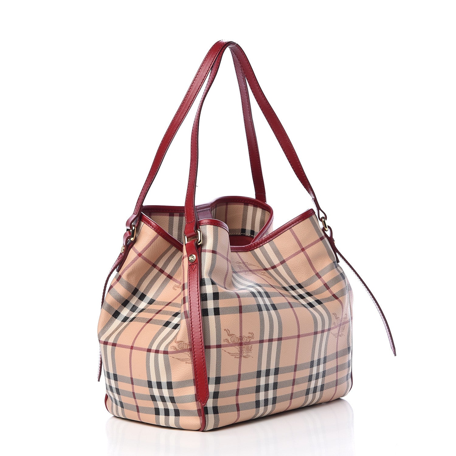 Burberry Haymarket Check Small Canterbury Tote Military Red 3 of 10